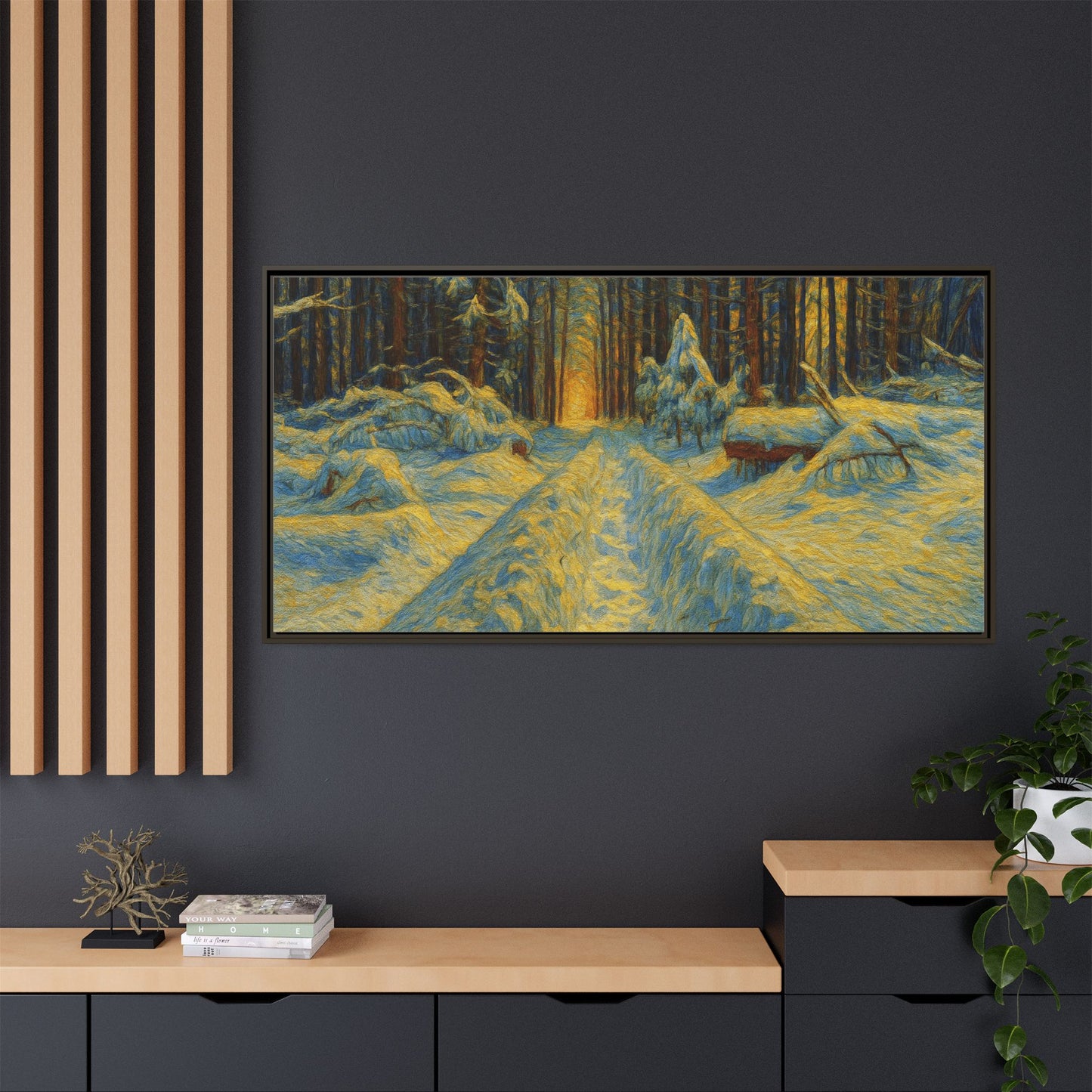 Canvas Art, Winter Landscape Wall Decor, Nature Lovers Gift, Seasonal Decor, Holiday Wall Art, Cozy Home Decoration, Framed Matte Canvas