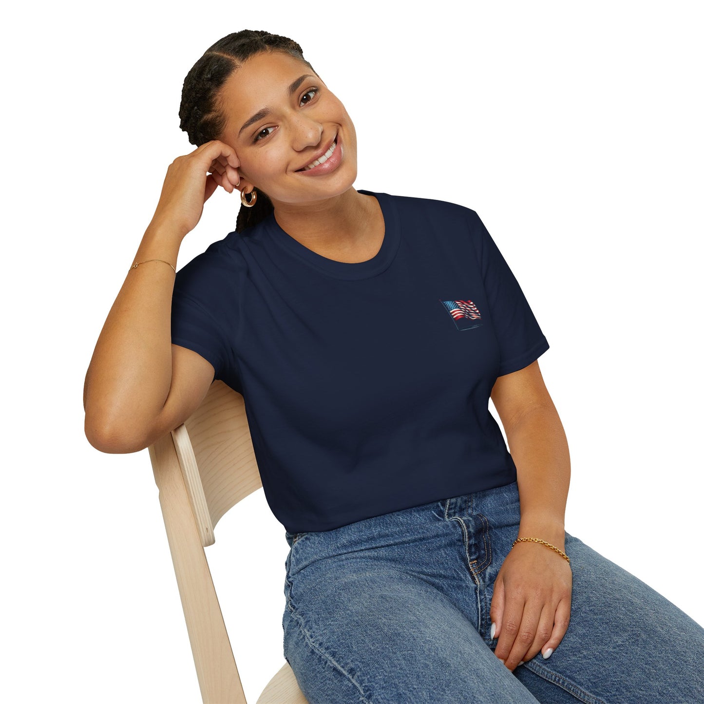 Patriotic Unisex Softstyle T-Shirt, American Flag Tee, USA Pride Shirt, Perfect for Independence Day, Casual Wear