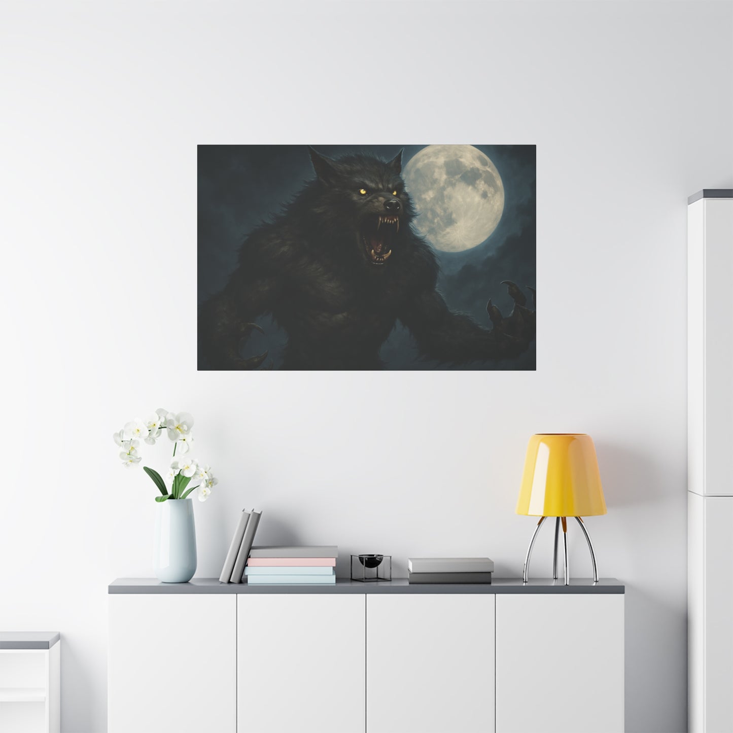 Werewolf Moon Canvas Art | Dark Fantasy Decor for Halloween, Gothic Home, Werewolf Lover Gift, Unique Wall Art, Spooky Decor