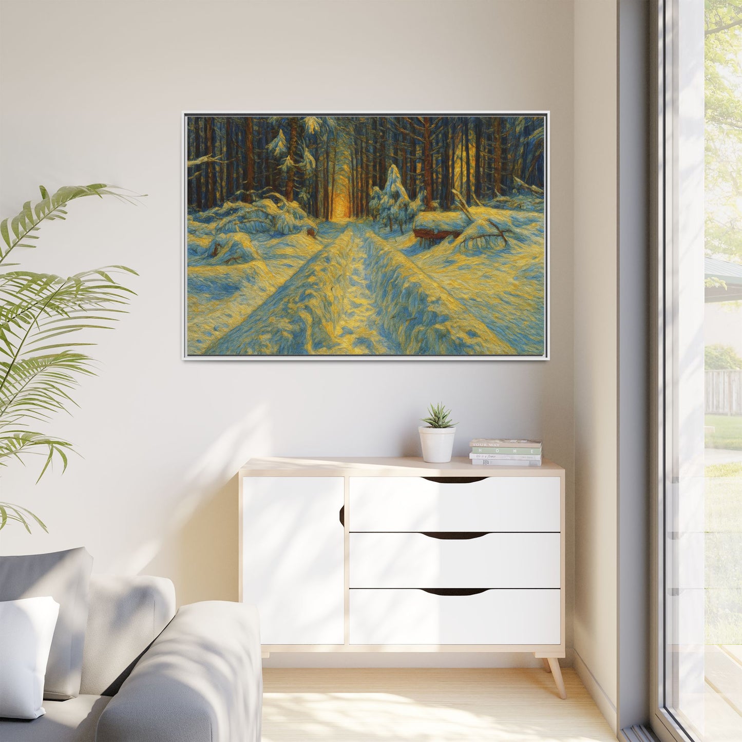 Canvas Art, Winter Landscape Wall Decor, Nature Lovers Gift, Seasonal Decor, Holiday Wall Art, Cozy Home Decoration, Framed Matte Canvas