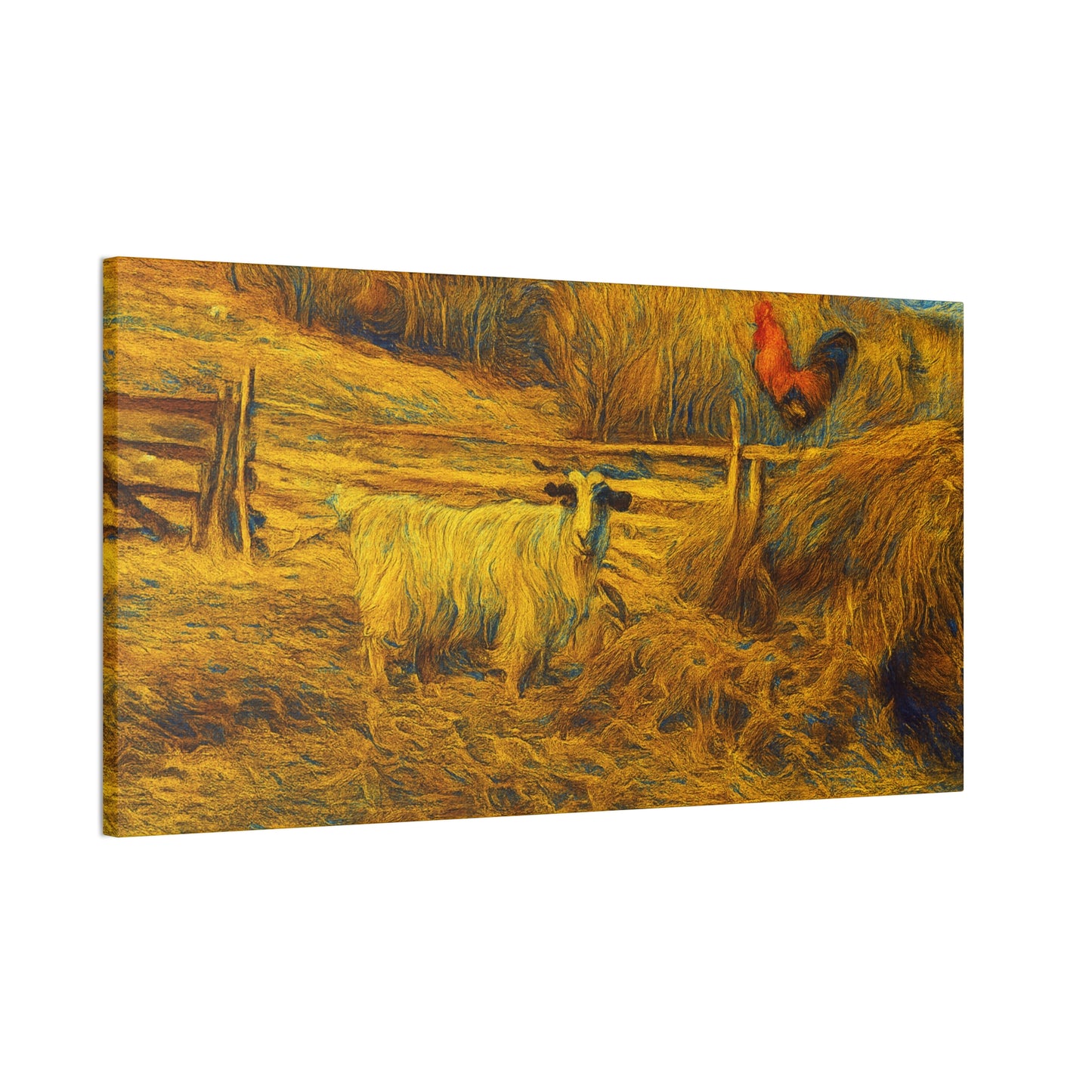 Farmhouse Canvas Wall Art - Rustic Animal Decor, Goat and Rooster Painting, Country Home, Farmhouse Style, Gift for Farmers