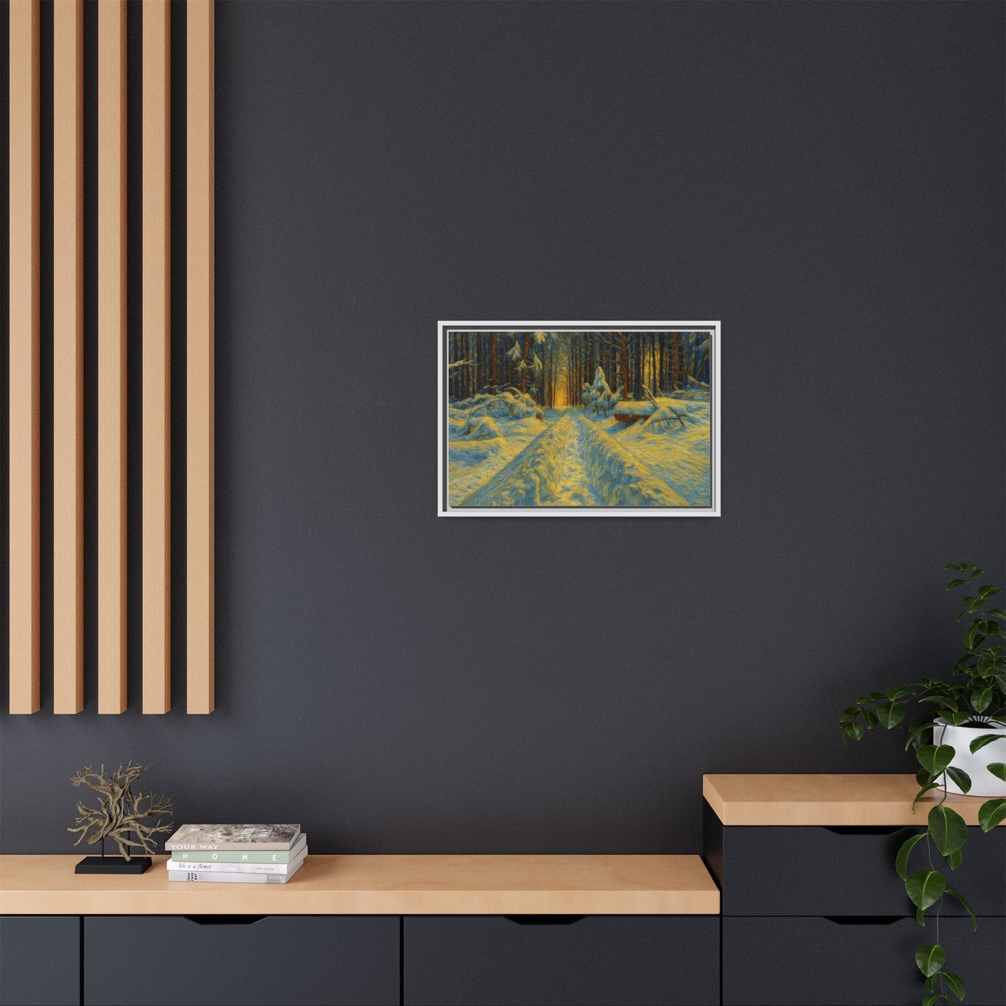 Canvas Art, Winter Landscape Wall Decor, Nature Lovers Gift, Seasonal Decor, Holiday Wall Art, Cozy Home Decoration, Framed Matte Canvas