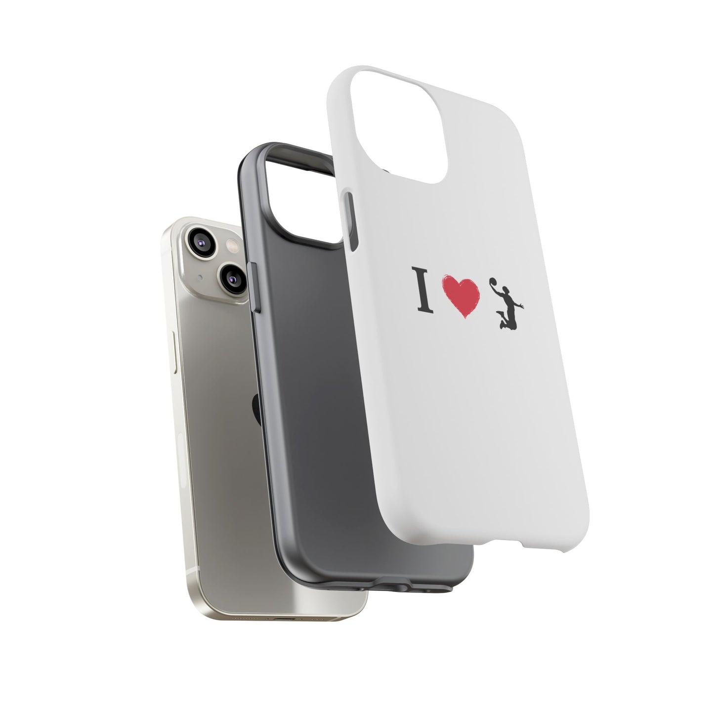 I Love Basketball Phone Case, Sporty Cell Cover, Basketball Gift for Players, Tough Cases, Love for Sports Accessories
