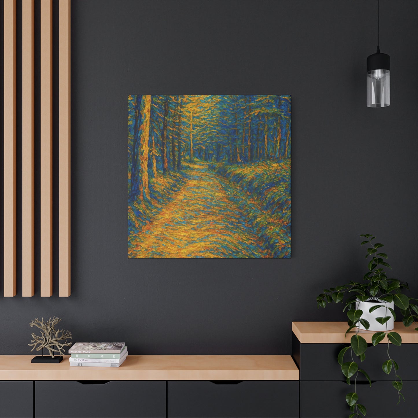 Van Gogh Style Forest Canvas Art | Nature Wall Decor, Home Office Accent, Gift for Nature Lovers, Gallery Wrapped, Living Room Wall Art