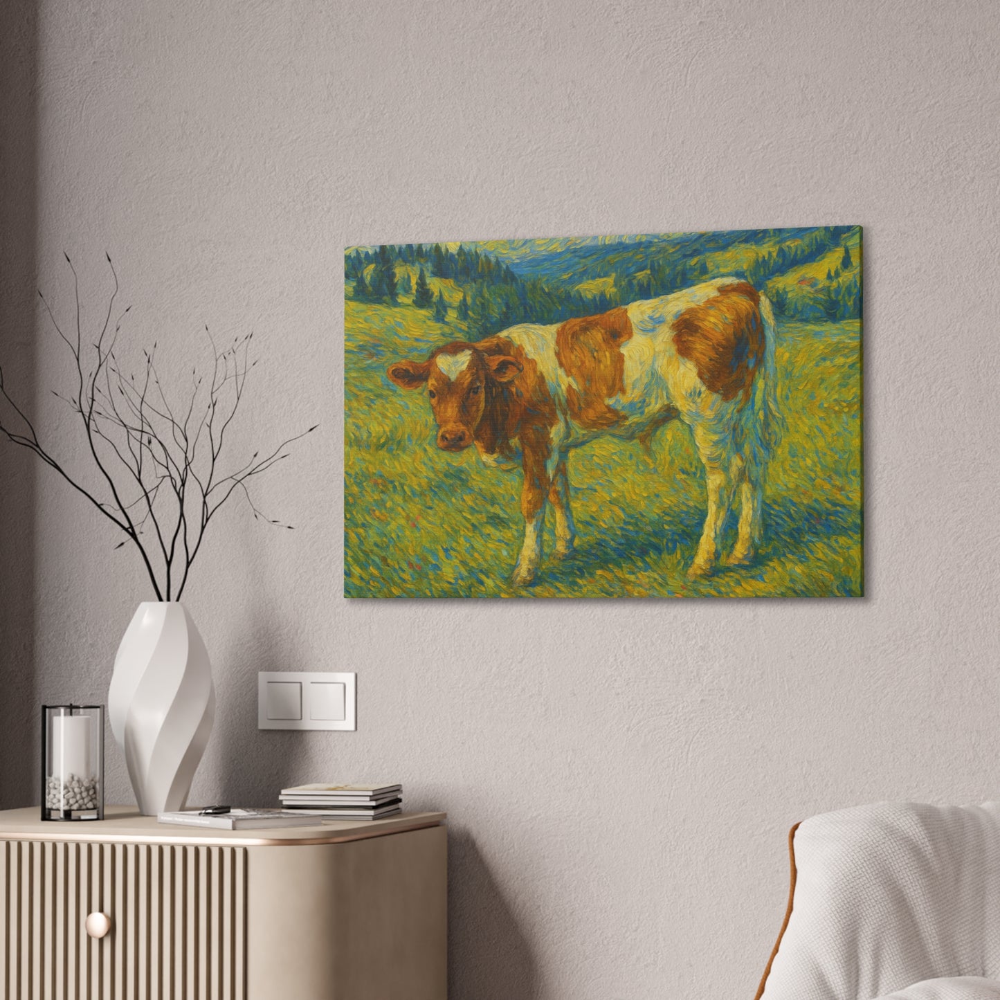 Cow Art Canvas Print, Rustic Farmhouse Decor, Animal Lover Gift, Country Wall Art, Thoughtful Homewarming