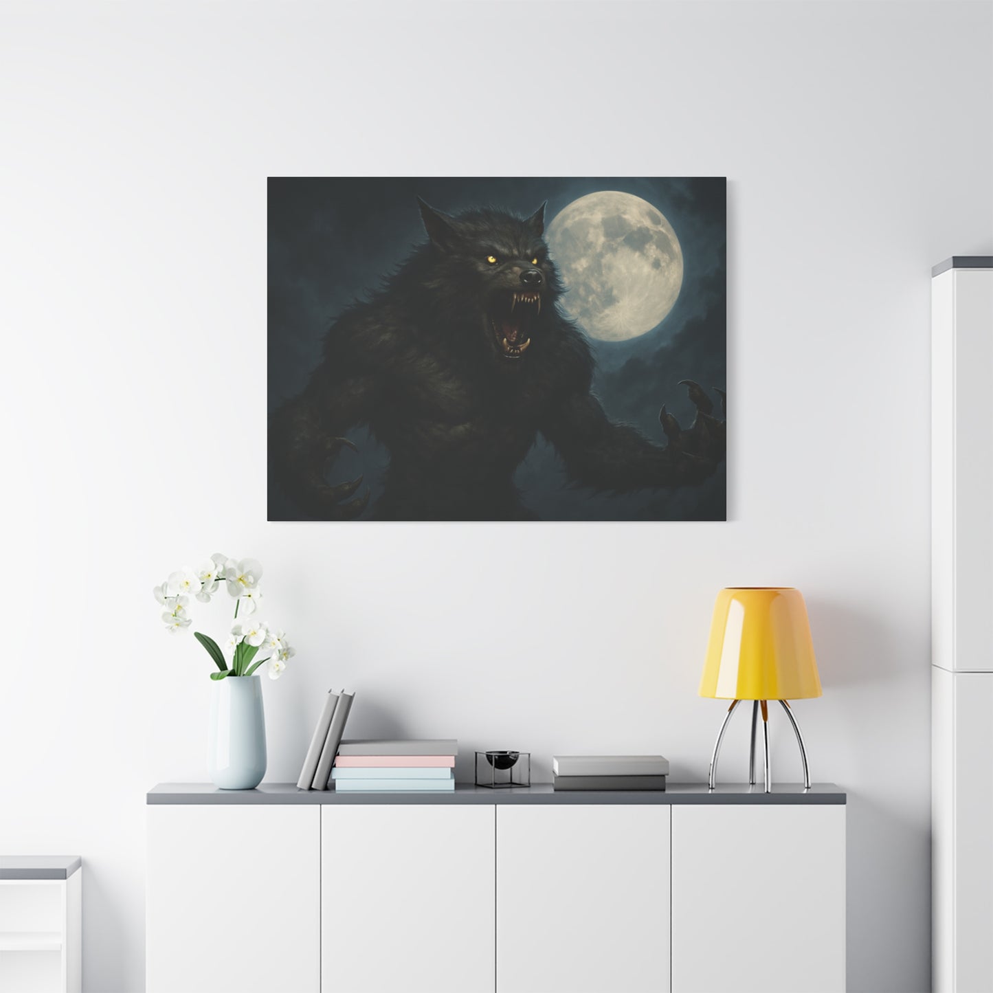 Werewolf Moon Canvas Art | Dark Fantasy Decor for Halloween, Gothic Home, Werewolf Lover Gift, Unique Wall Art, Spooky Decor