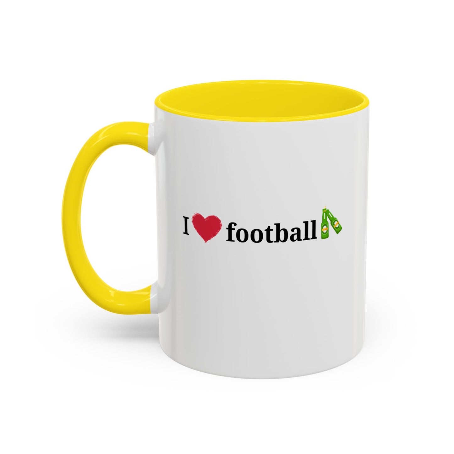 I Love Football Accent Coffee Mug, Perfect Gift for Sports Lovers, Football Enthusiasts, Unique Mug for Game Days, Home or Office Decor