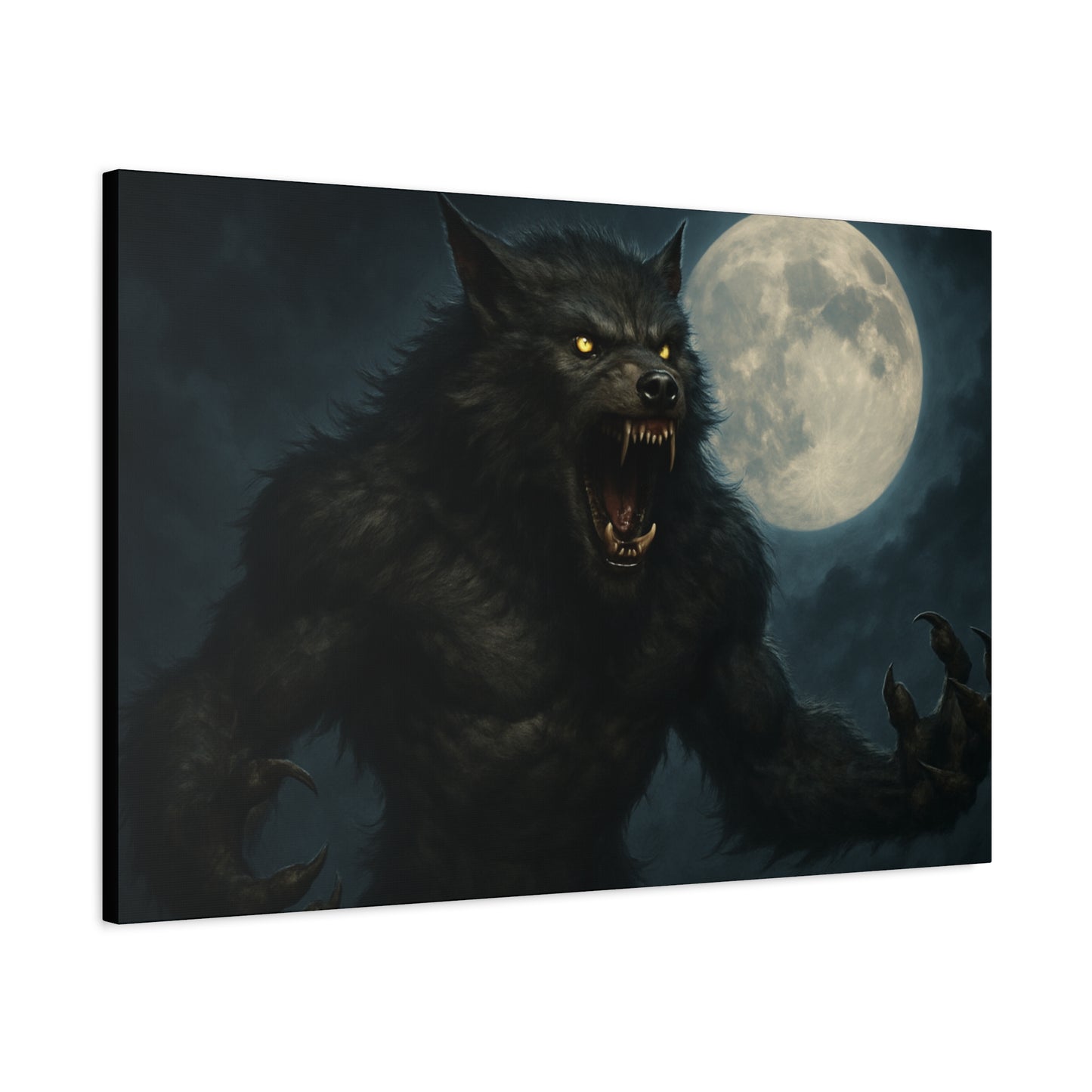 Werewolf Moon Canvas Art | Dark Fantasy Decor for Halloween, Gothic Home, Werewolf Lover Gift, Unique Wall Art, Spooky Decor