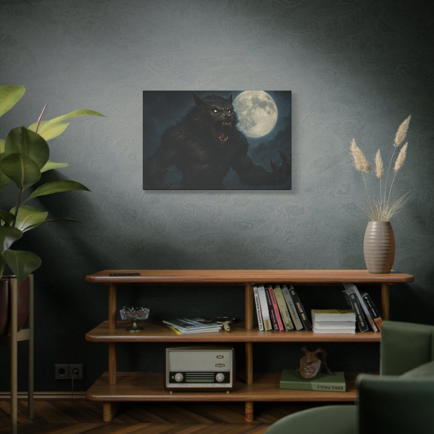 Werewolf Moon Canvas Art | Dark Fantasy Decor for Halloween, Gothic Home, Werewolf Lover Gift, Unique Wall Art, Spooky Decor
