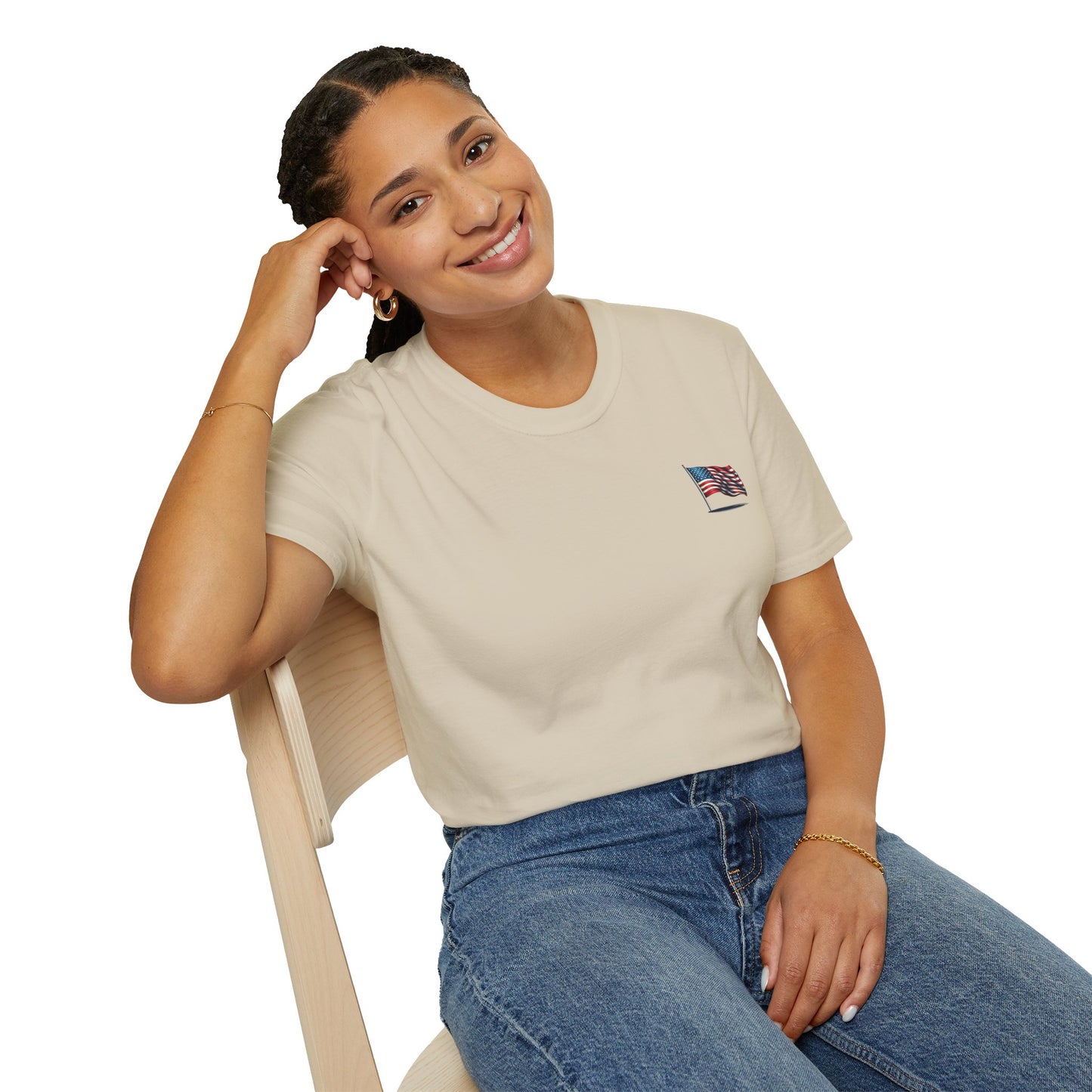 Patriotic Unisex Softstyle T-Shirt, American Flag Tee, USA Pride Shirt, Perfect for Independence Day, Casual Wear