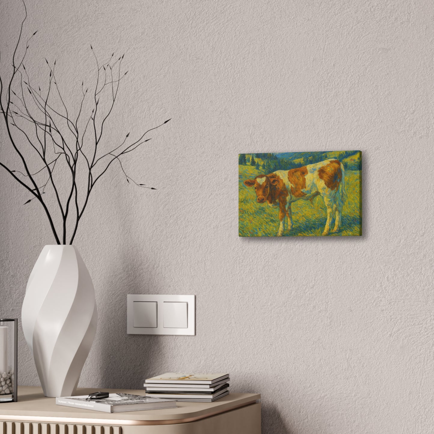 Cow Art Canvas Print, Rustic Farmhouse Decor, Animal Lover Gift, Country Wall Art, Thoughtful Homewarming