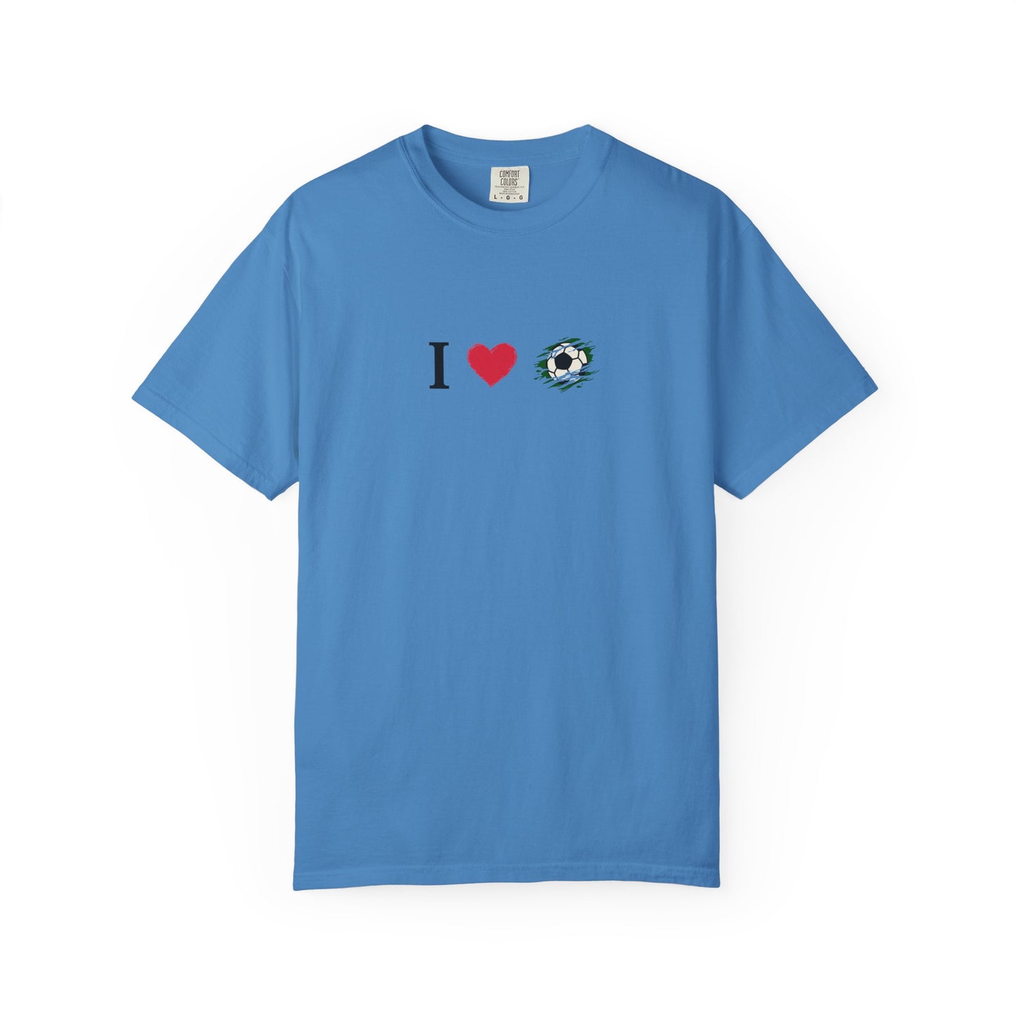 I Love Football (Soccer) Unisex Garment-Dyed T-shirt, Casual Tee, Everyday Wear, Gift for Him/Her, Stylish Apparel
