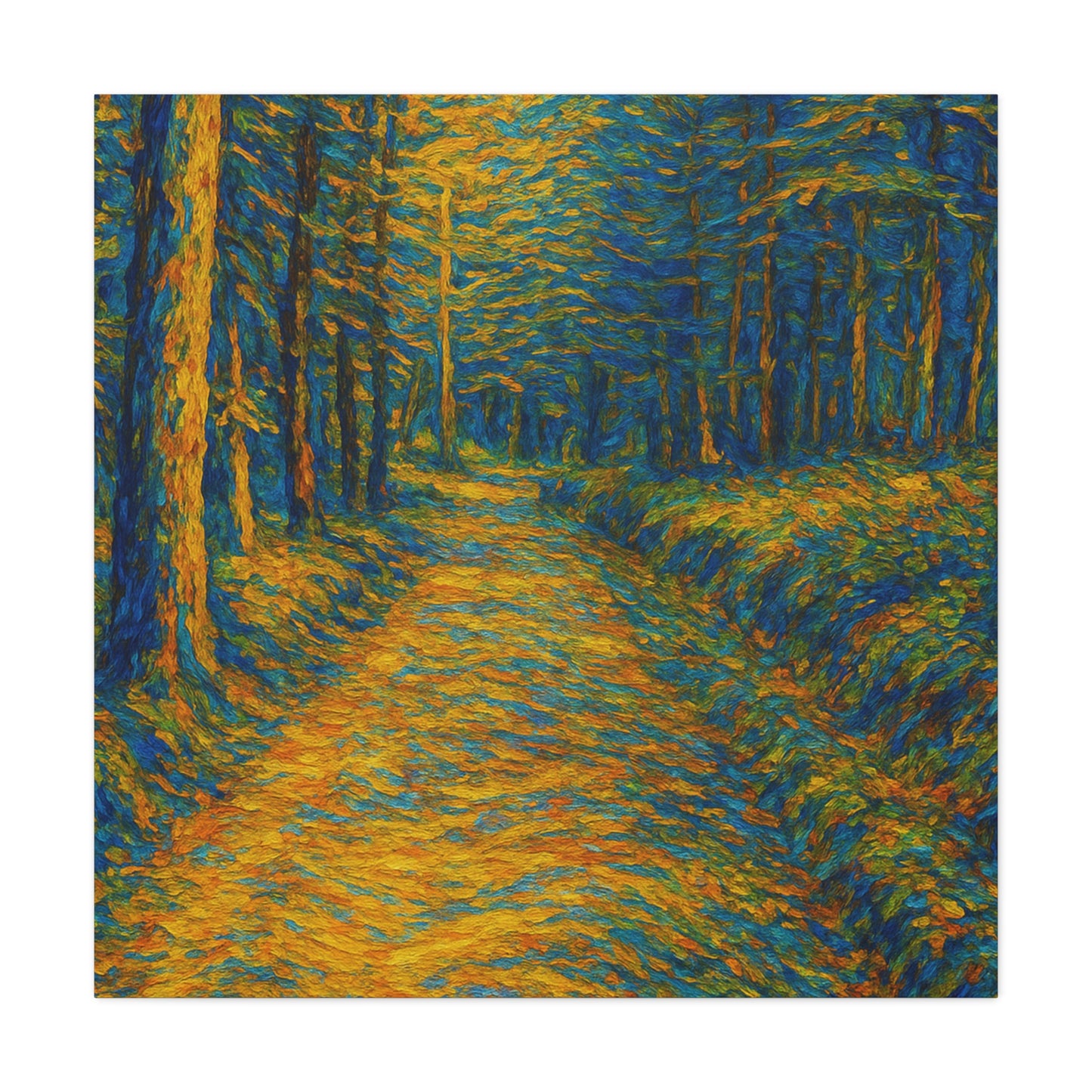 Van Gogh Style Forest Canvas Art | Nature Wall Decor, Home Office Accent, Gift for Nature Lovers, Gallery Wrapped, Living Room Wall Art