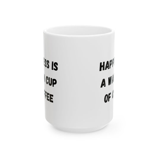 Inspirational Ceramic Coffee Mug - Happiness is a Warm Cup of Coffee - Perfect Gift for Coffee Lovers
