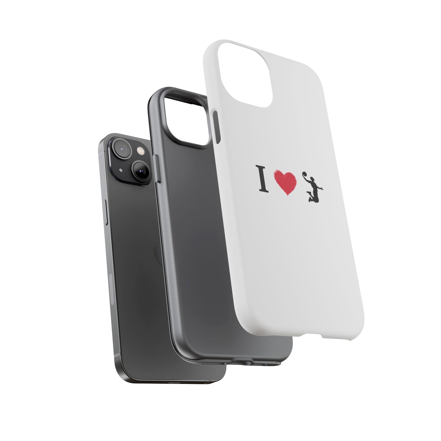 I Love Basketball Phone Case, Sporty Cell Cover, Basketball Gift for Players, Tough Cases, Love for Sports Accessories