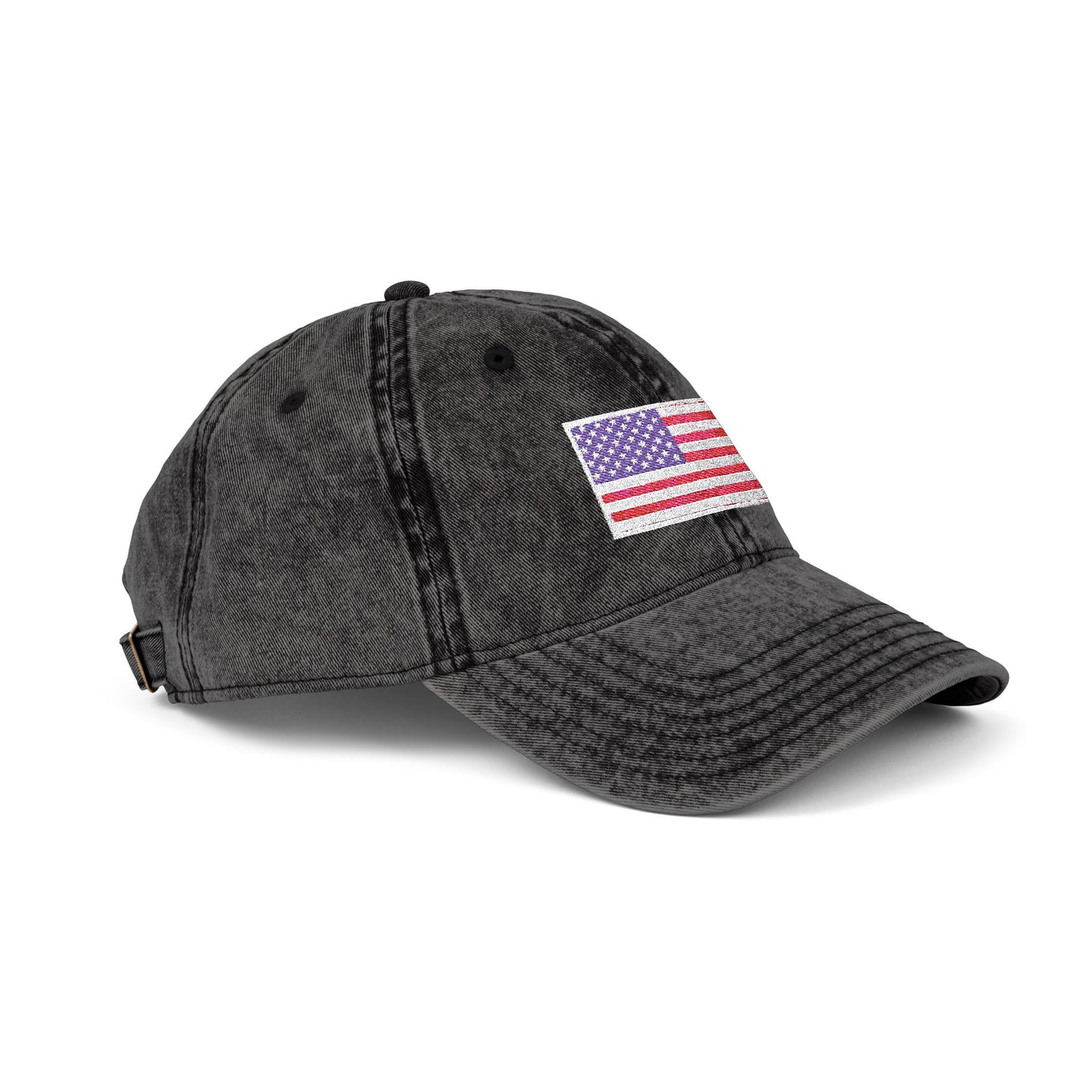 Embroidered Vintage Cap with USA Flag Design