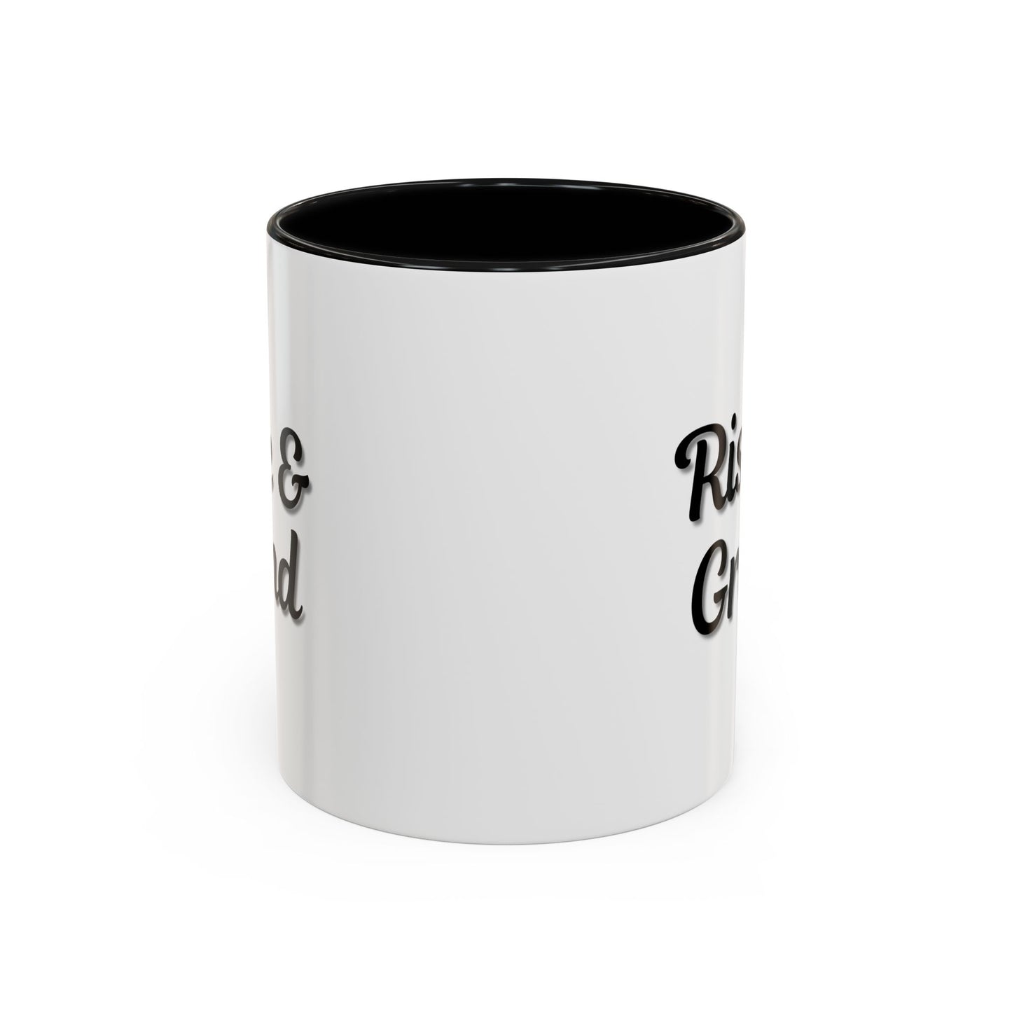 Rise & Grind Coffee Mug – Motivational Black Accent Mug for Daily Inspiration
