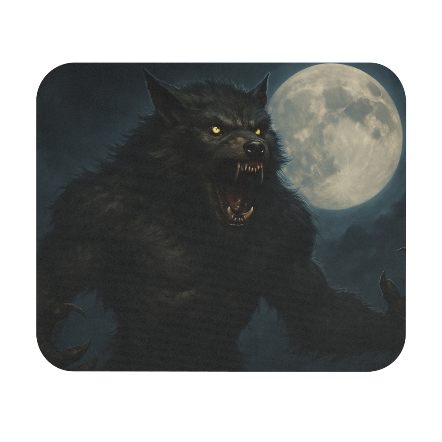 Moonlit Werewolf Mouse Pad | Gaming Desk Accessory, Gifts for Gamers, Unique Office Decor, Halloween or Horror Theme