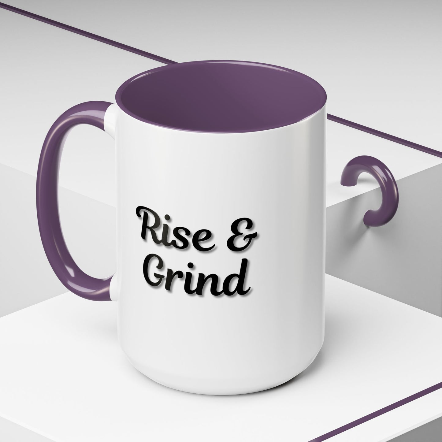 Rise & Grind Coffee Mug – Motivational Black Accent Mug for Daily Inspiration