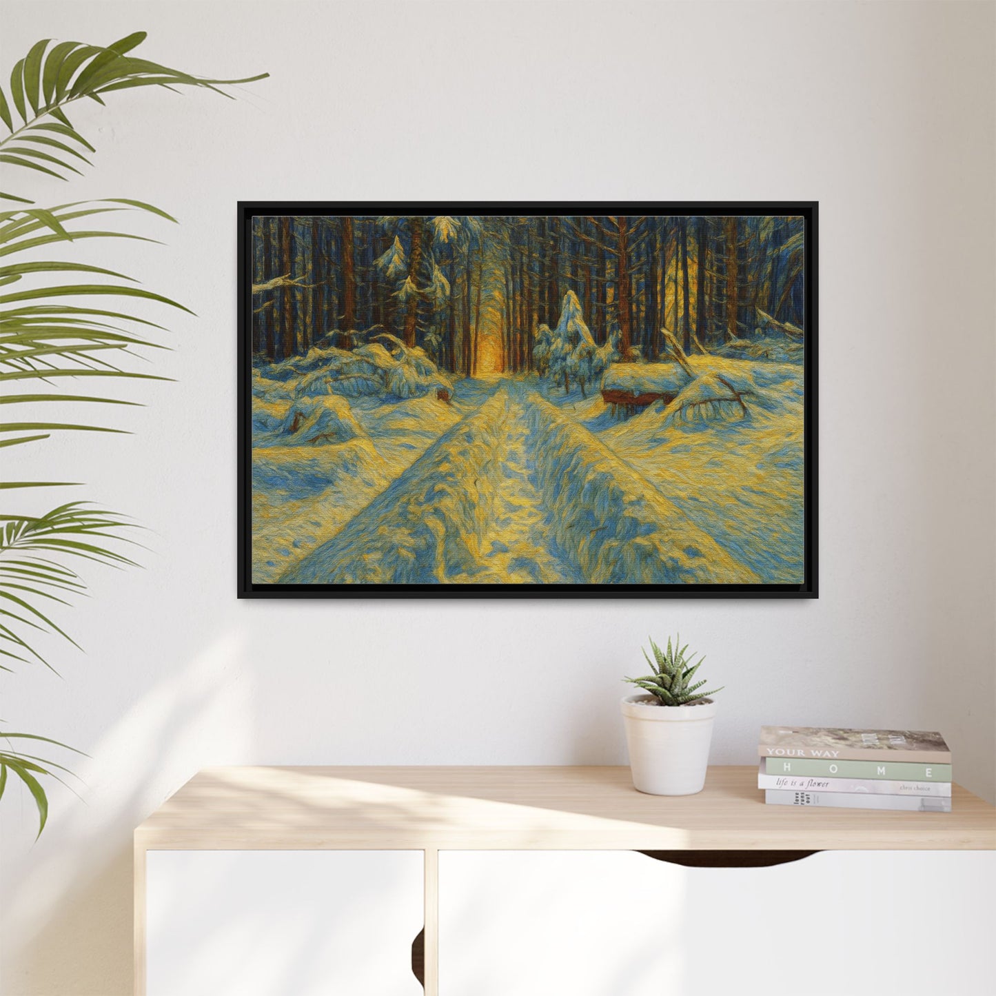 Canvas Art, Winter Landscape Wall Decor, Nature Lovers Gift, Seasonal Decor, Holiday Wall Art, Cozy Home Decoration, Framed Matte Canvas