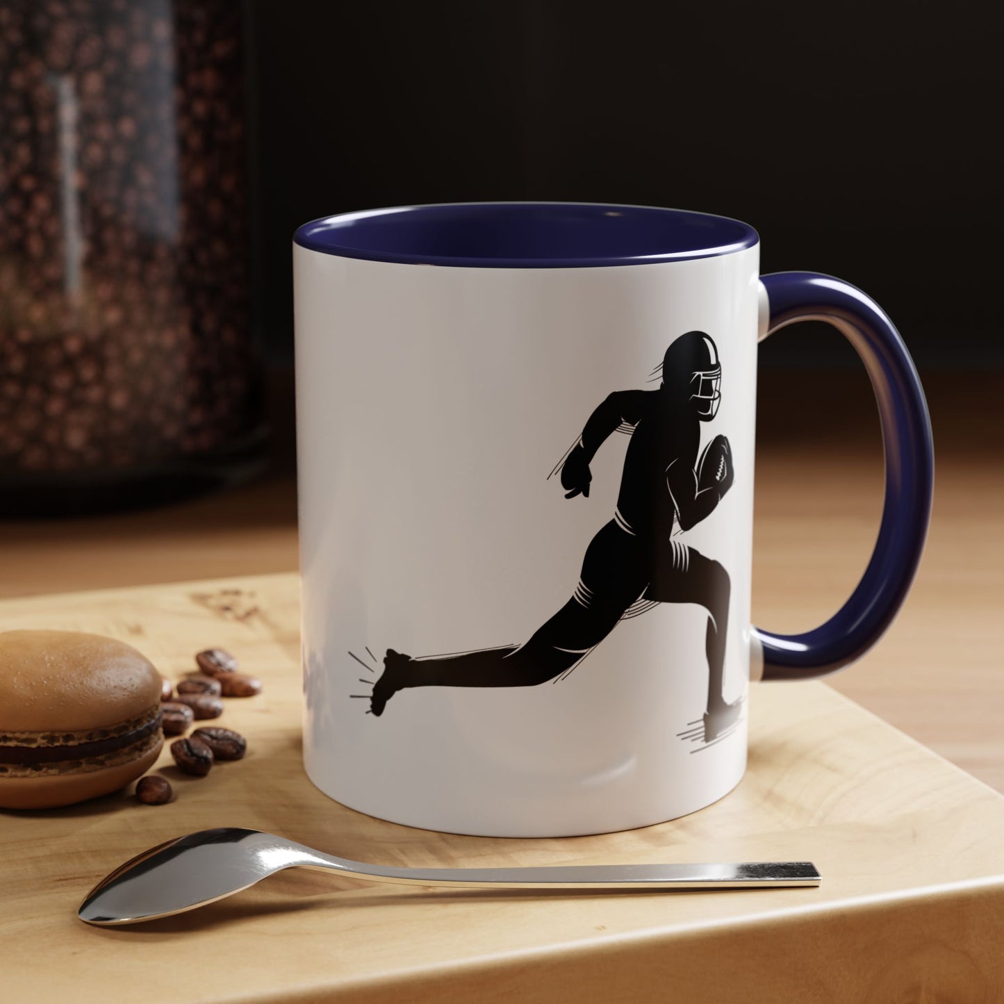 Football Player Themed Accent Coffee Mug, Sports Fan Gift, Unique Mug for Athletes, Coffee Lover, Game Day Essential