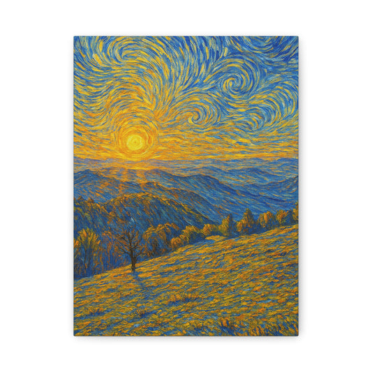 Stretched Canvas Art Print, Vibrant Wall Decor, Home Office Artwork, Nature Landscape, Gift for Art Lovers, Colorful Van Gogh Style Wall Art