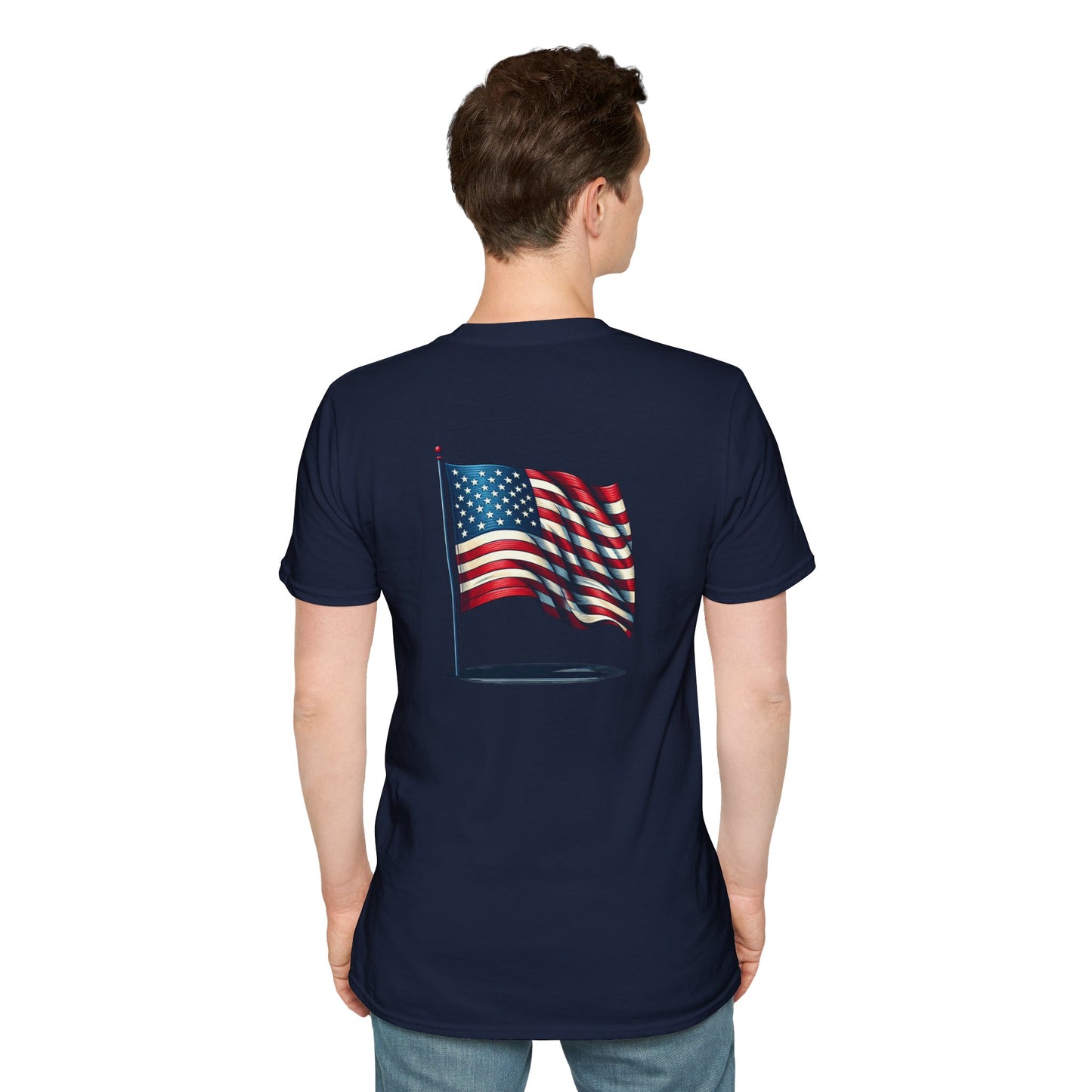 Patriotic Unisex Softstyle T-Shirt, American Flag Tee, USA Pride Shirt, Perfect for Independence Day, Casual Wear