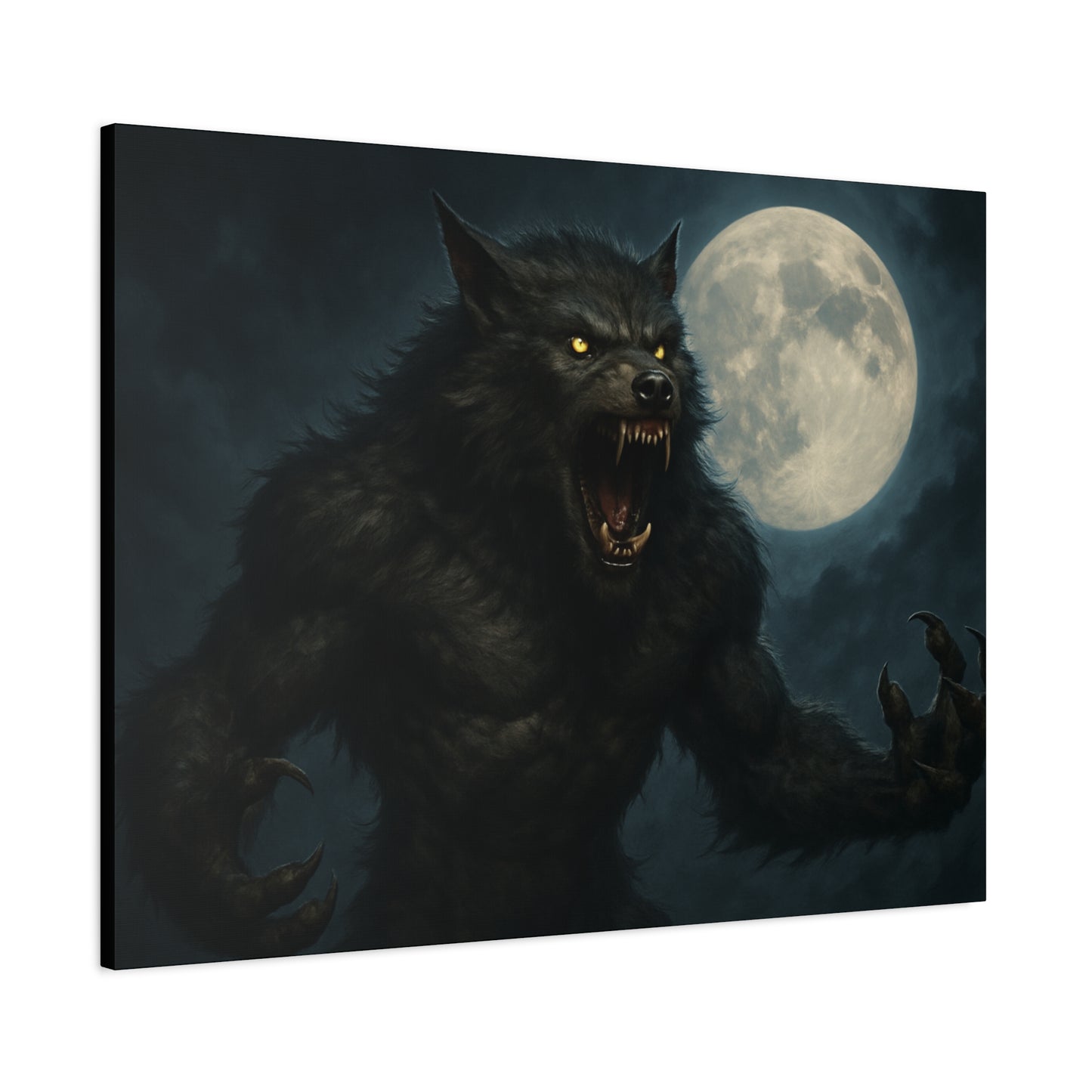 Werewolf Moon Canvas Art | Dark Fantasy Decor for Halloween, Gothic Home, Werewolf Lover Gift, Unique Wall Art, Spooky Decor