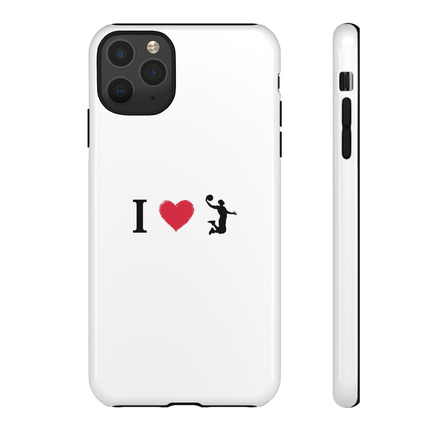 I Love Basketball Phone Case, Sporty Cell Cover, Basketball Gift for Players, Tough Cases, Love for Sports Accessories