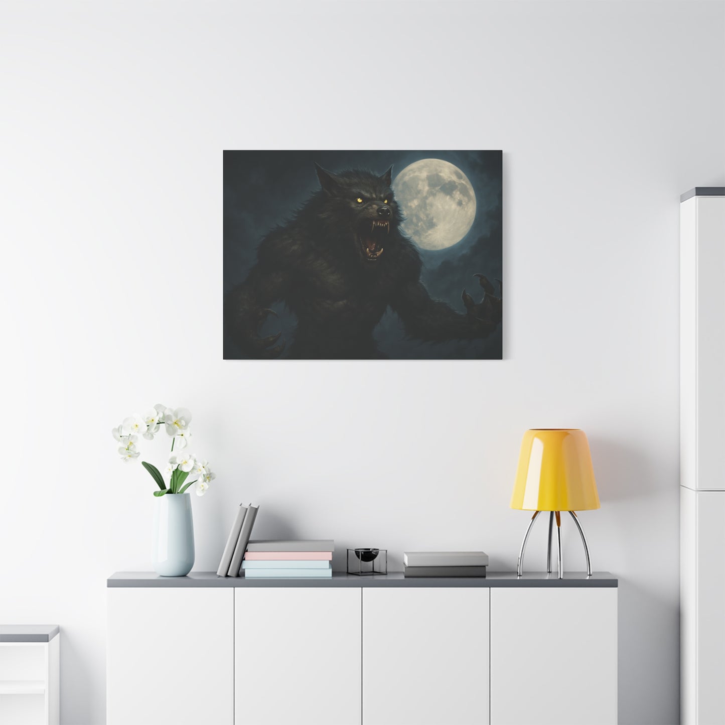 Werewolf Moon Canvas Art | Dark Fantasy Decor for Halloween, Gothic Home, Werewolf Lover Gift, Unique Wall Art, Spooky Decor