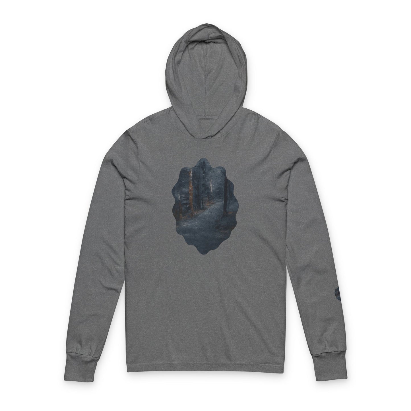 Unisex Hooded Long Sleeve Tee with Dreamy Forest Design | Cozy Casual Wear, Perfect for Camping, Hiking, Gift for Nature Lovers