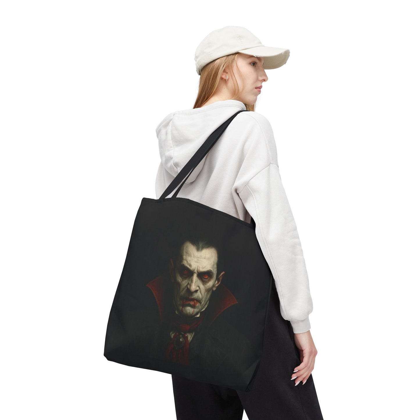 Vampire Haunted Tote Bag, Spooky Shopping Bag, Halloween Accessory, Gothic Style Handbag, Perfect for Halloween Parties, Unisex Tote