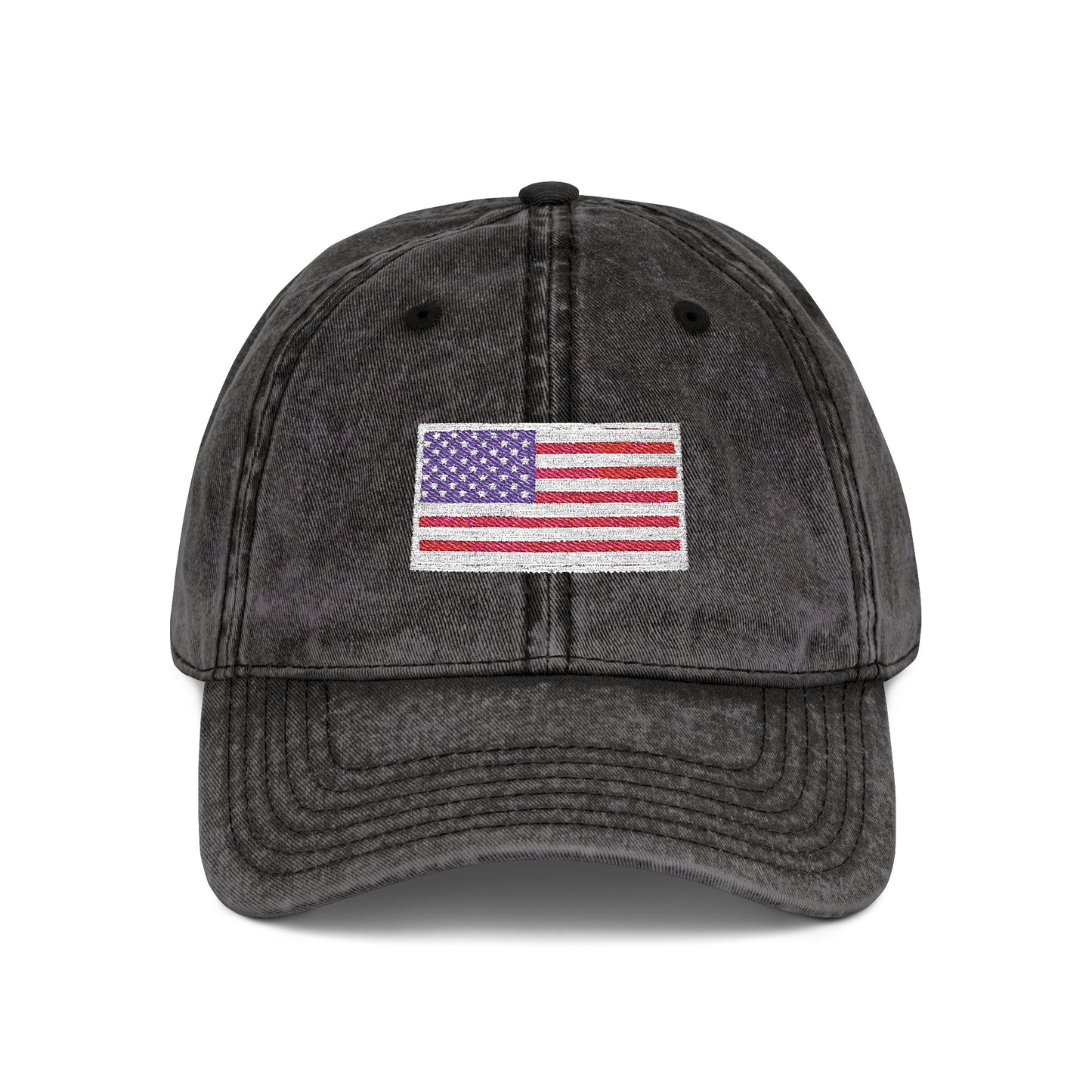Embroidered Vintage Cap with USA Flag Design