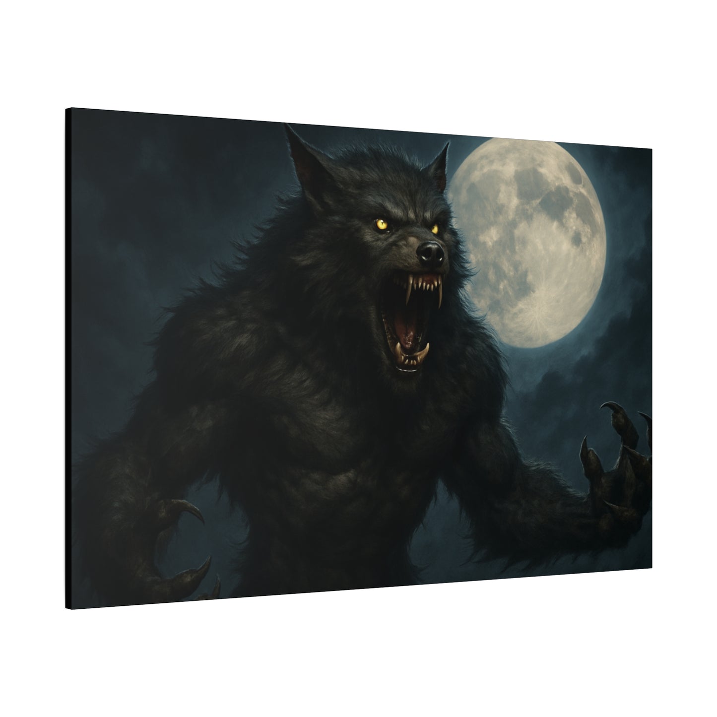 Werewolf Moon Canvas Art | Dark Fantasy Decor for Halloween, Gothic Home, Werewolf Lover Gift, Unique Wall Art, Spooky Decor