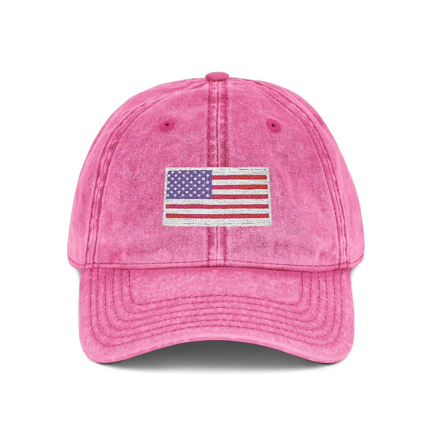 Embroidered Vintage Cap with USA Flag Design