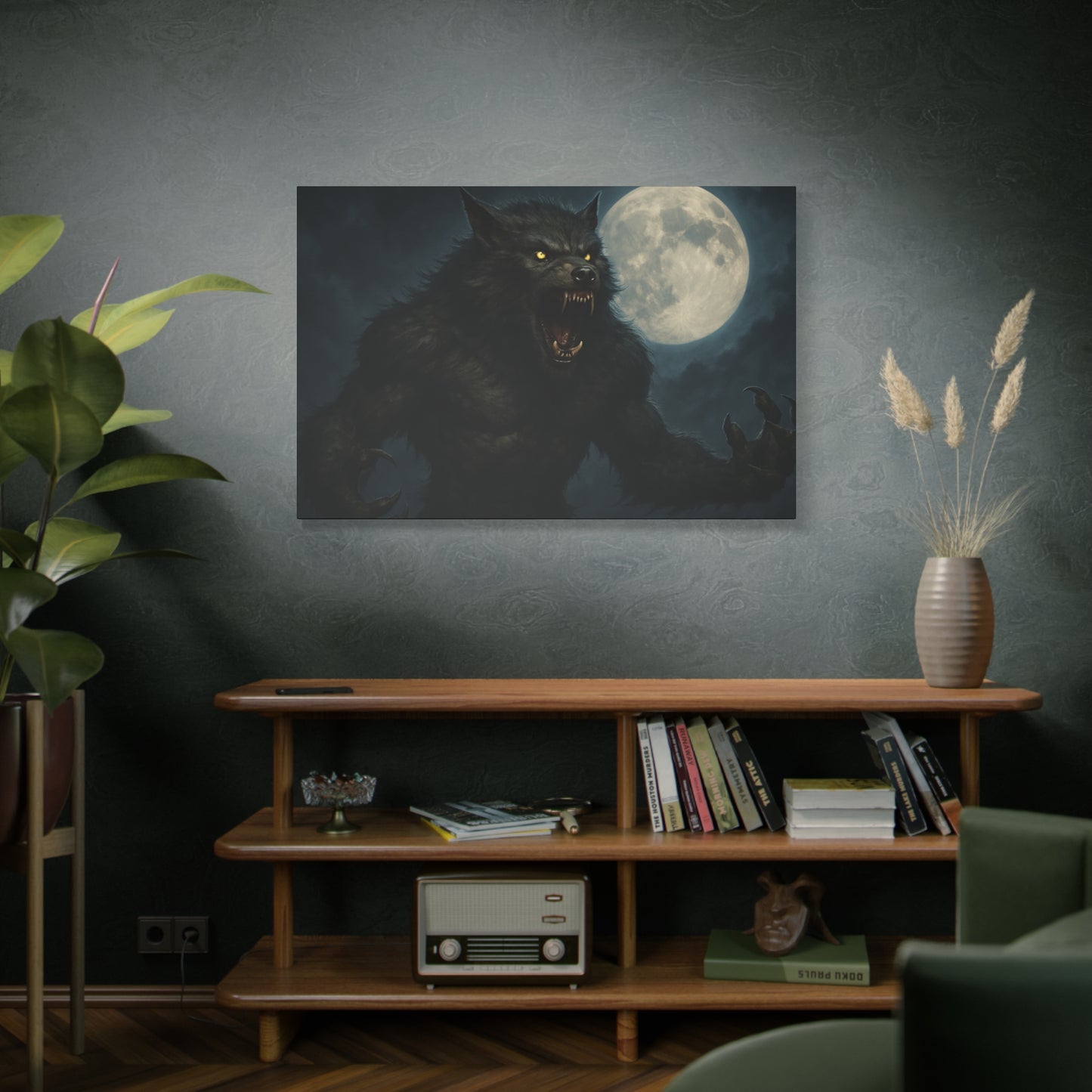 Werewolf Moon Canvas Art | Dark Fantasy Decor for Halloween, Gothic Home, Werewolf Lover Gift, Unique Wall Art, Spooky Decor