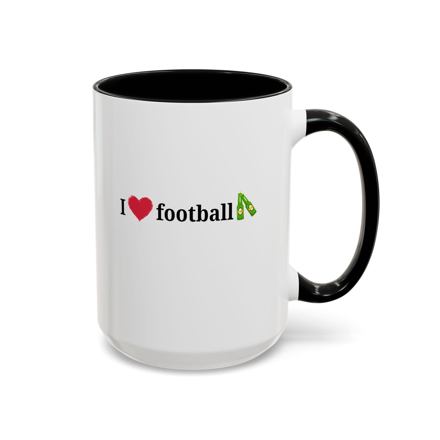 I Love Football Accent Coffee Mug, Perfect Gift for Sports Lovers, Football Enthusiasts, Unique Mug for Game Days, Home or Office Decor