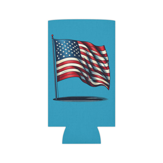 Patriotic Can Cooler, Summer BBQ Accessory, Independence Day Drink Holder, Americana Coaster, USA Party Favor