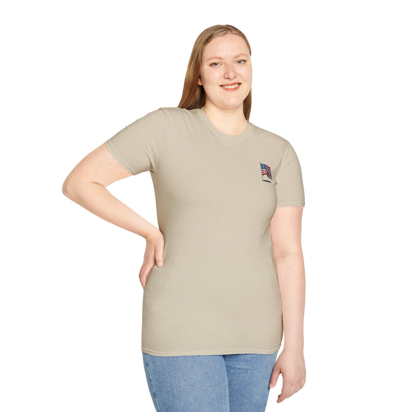 Patriotic Unisex Softstyle T-Shirt, American Flag Tee, USA Pride Shirt, Perfect for Independence Day, Casual Wear