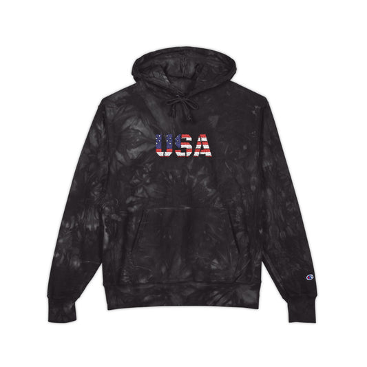 Champion Tie-Dye Hoodie - USA Embroidery, Unisex Hoodie, Trendy Casual Wear, Gift for Him, Outdoor Jacket