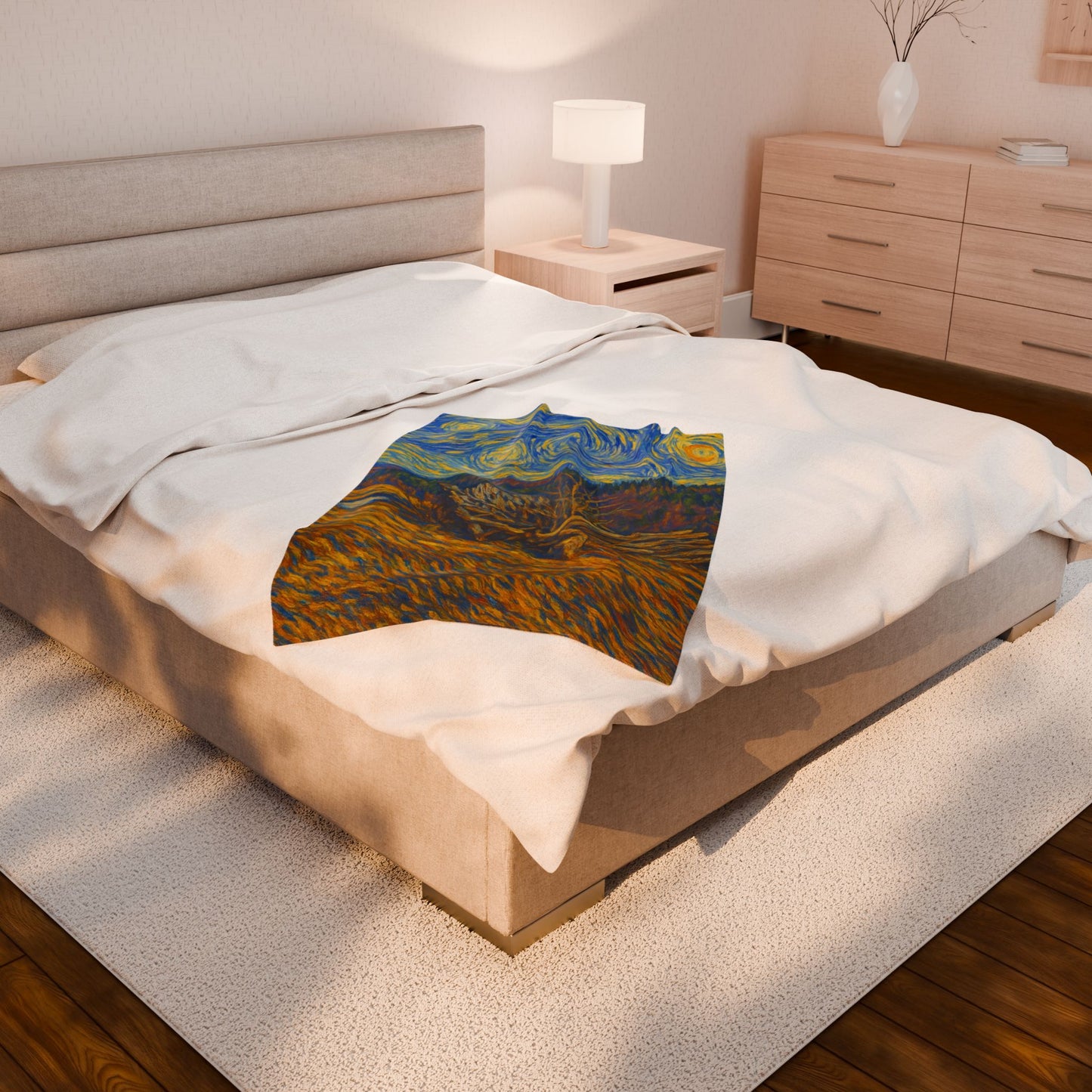 Starry Night Velveteen Plush Blanket, Cozy Throw Blanket for Home Decor, Gift for Art Lovers, Perfect for Christmas or Home Warmth