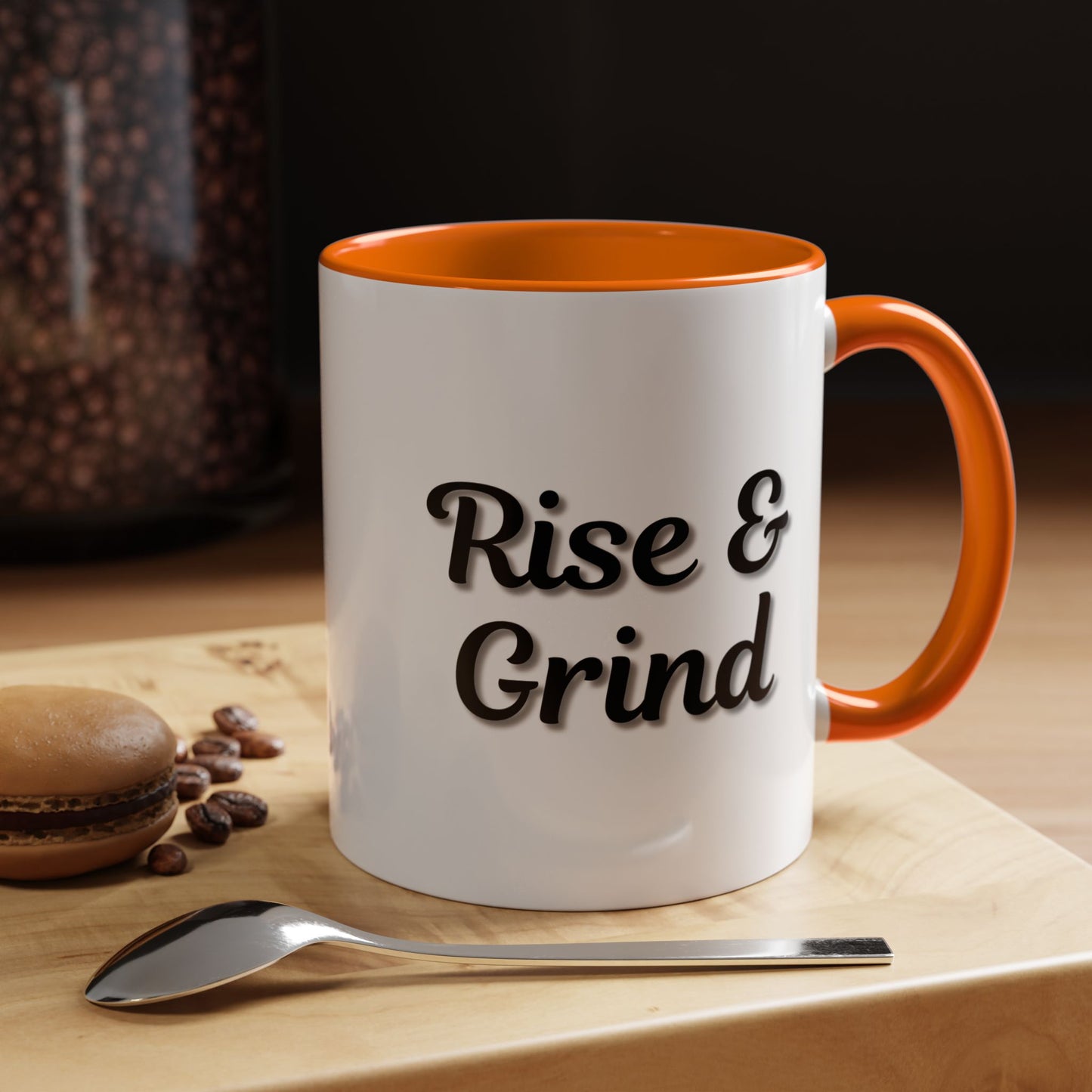 Rise & Grind Coffee Mug – Motivational Black Accent Mug for Daily Inspiration