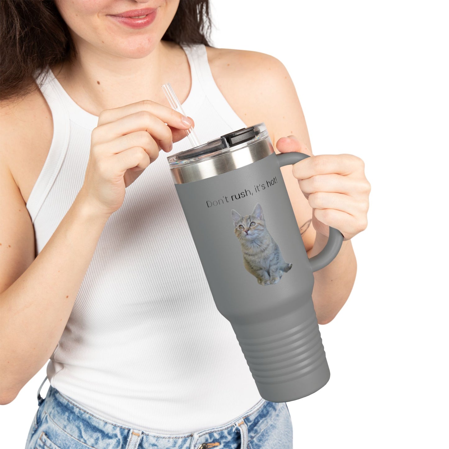 Funny Cat Insulated Travel Mug - 40oz - Perfect for Hot Drinks
