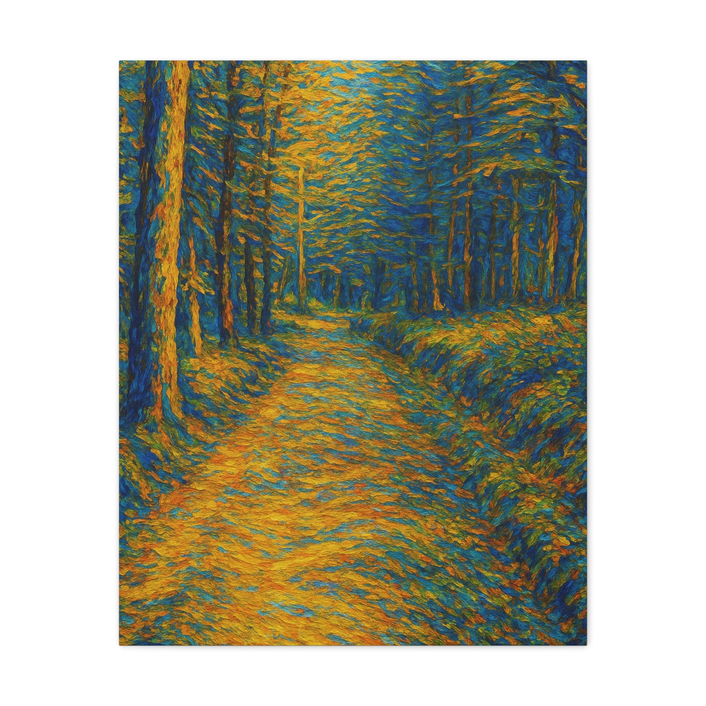 Van Gogh Style Forest Canvas Art | Nature Wall Decor, Home Office Accent, Gift for Nature Lovers, Gallery Wrapped, Living Room Wall Art
