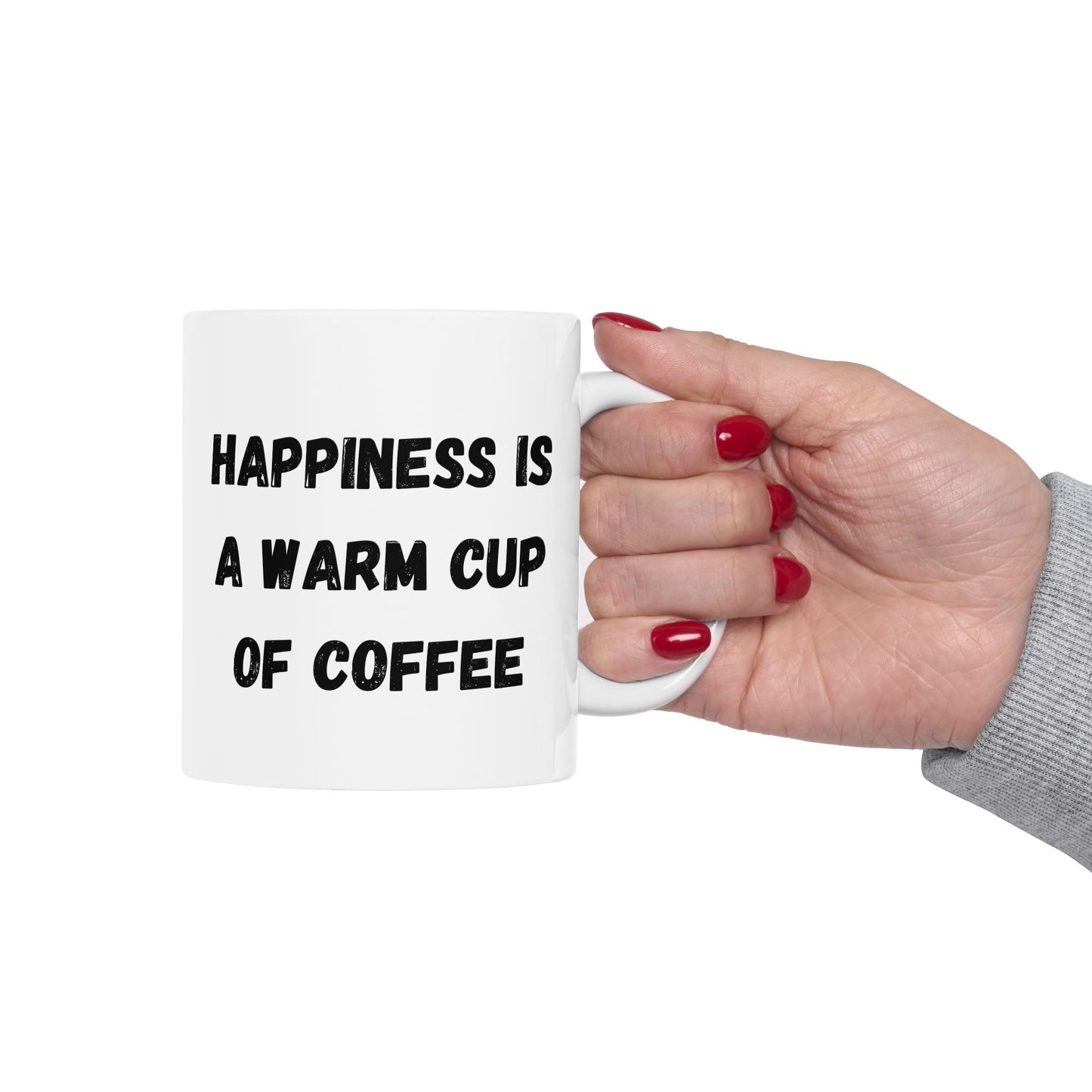 Inspirational Ceramic Coffee Mug - Happiness is a Warm Cup of Coffee - Perfect Gift for Coffee Lovers