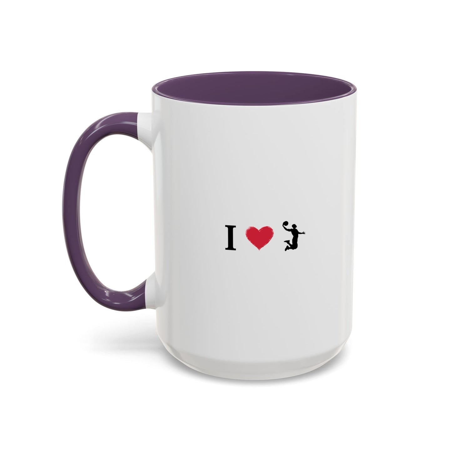 I Love Basketball Coffee Ceramic Mug, Cute Coffee Lover Gift, Personalized Mug for Fun, Black Accent Mug for Birthdays, Holidays, Office