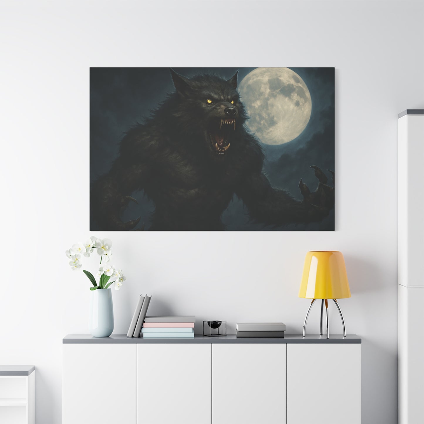 Werewolf Moon Canvas Art | Dark Fantasy Decor for Halloween, Gothic Home, Werewolf Lover Gift, Unique Wall Art, Spooky Decor