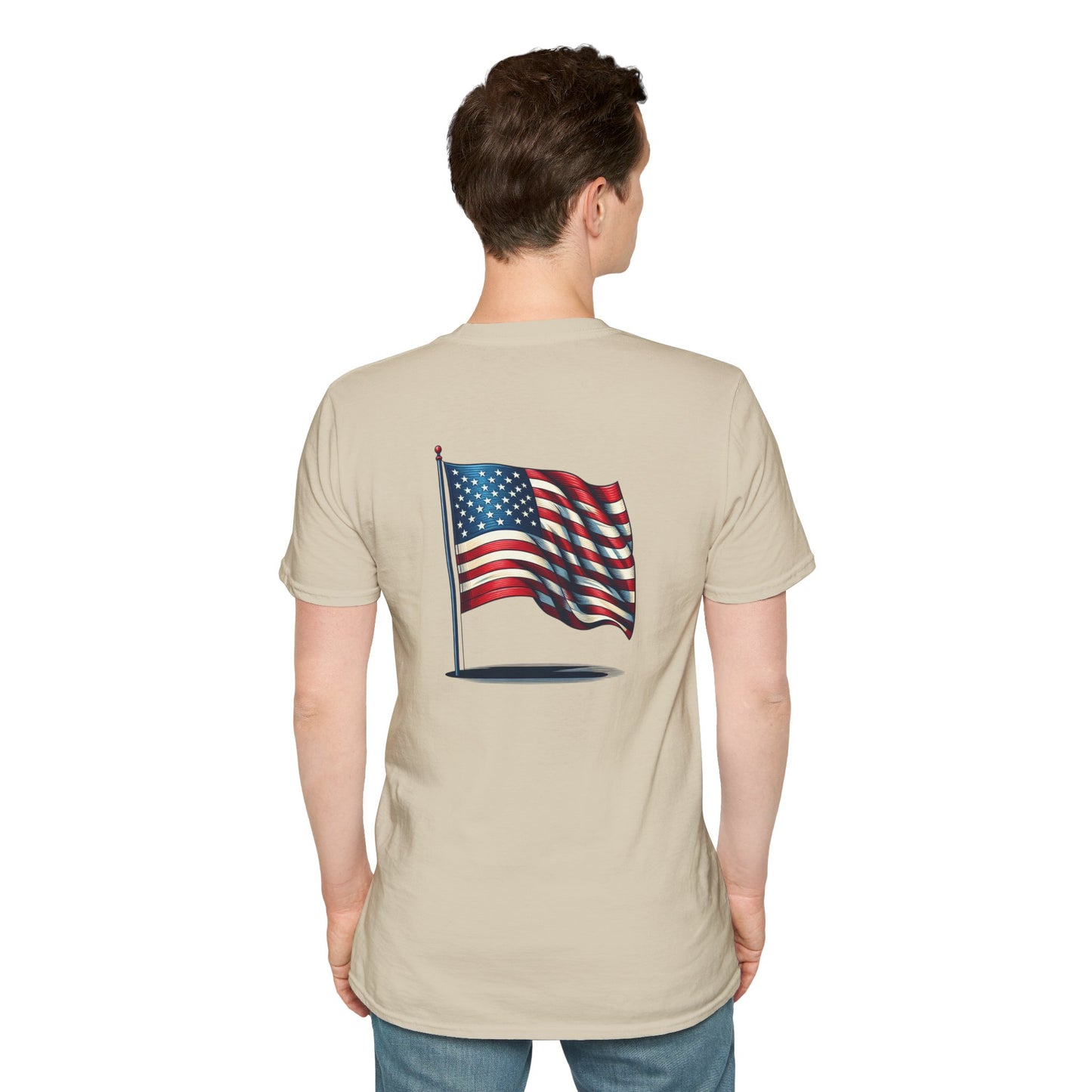 Patriotic Unisex Softstyle T-Shirt, American Flag Tee, USA Pride Shirt, Perfect for Independence Day, Casual Wear