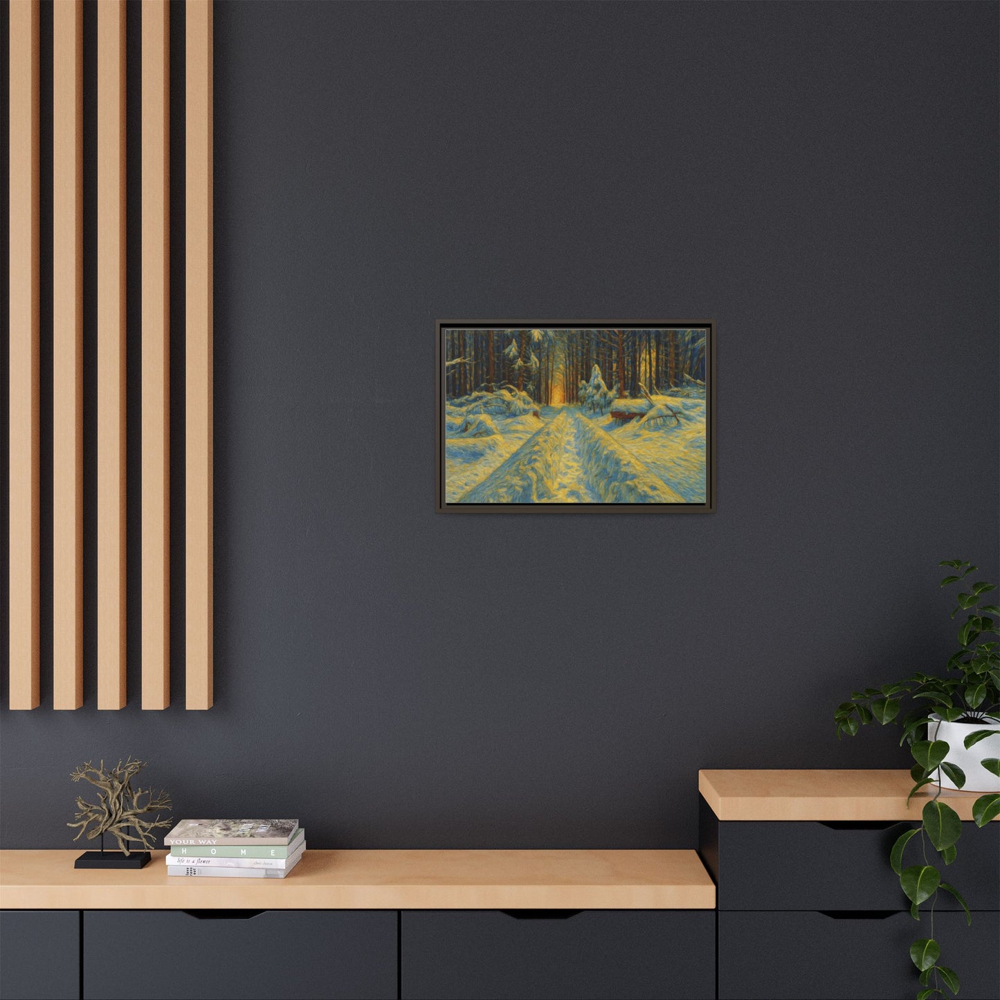 Canvas Art, Winter Landscape Wall Decor, Nature Lovers Gift, Seasonal Decor, Holiday Wall Art, Cozy Home Decoration, Framed Matte Canvas