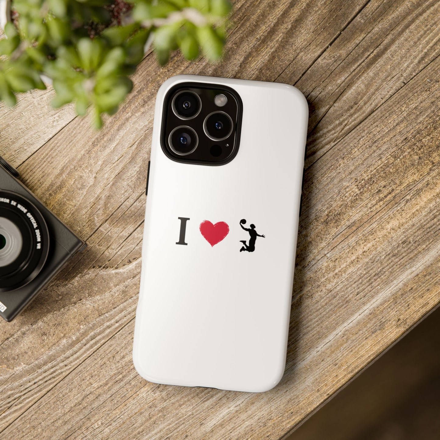 I Love Basketball Phone Case, Sporty Cell Cover, Basketball Gift for Players, Tough Cases, Love for Sports Accessories